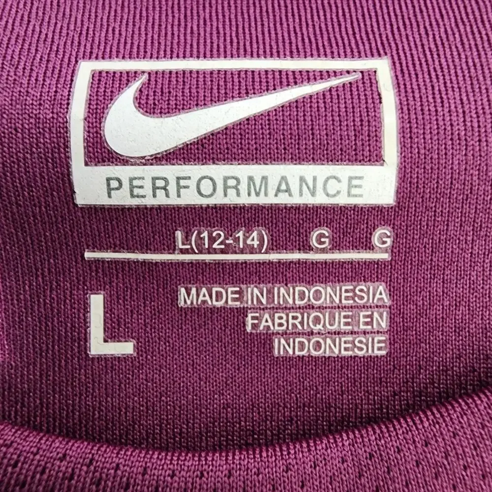 Nike Performance Womens T Shirt Large Purple Crew Neck Short Sleeve Athletic